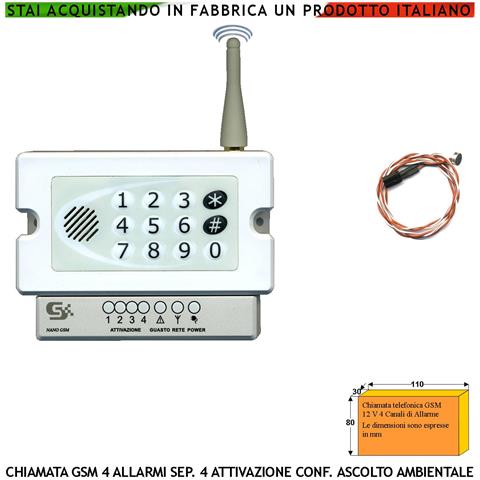 Attivatore Gsm Chiama 40 Numeri Su 4 Canali 4 Messaggi Voce Microfono Esterno Ascolto Ambientale Telesoccorso Conferma - Foto 1