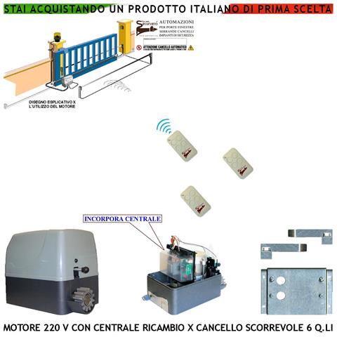 Cancello Scorrevole 6 Quintali Motore 220 V Centrale Di Comando 3 Radiocomandi Ricambio Qualsiasi Marca Italiana Ce - Foto 1