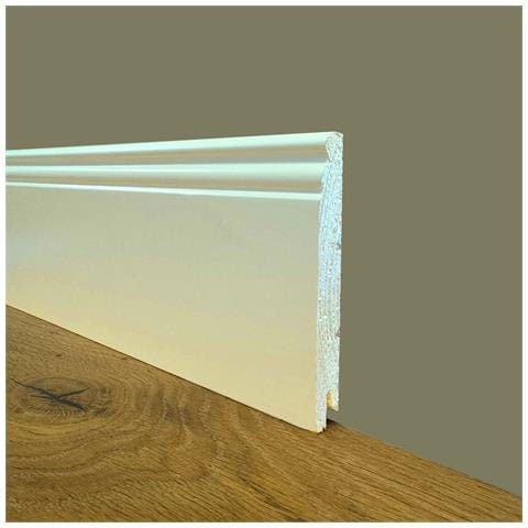 100ml Di Battiscopa Premium In Legno Massello Mod.ducale 120x15 Laccato Bianco Ral 9010 (avorio) - Foto 1