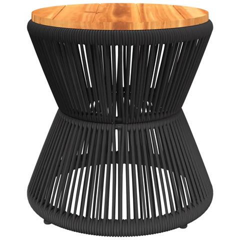 Tavolino Base In Filo Metallico Nero 45x44 Cm Massello Acacia - Foto 2