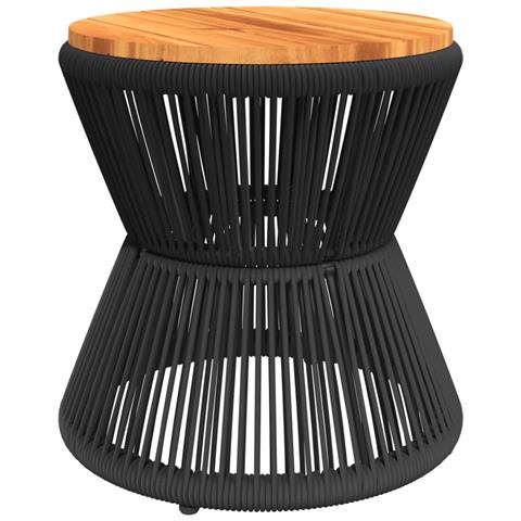 Tavolino Base In Filo Metallico Nero 45x44 Cm Massello Acacia - Foto 1