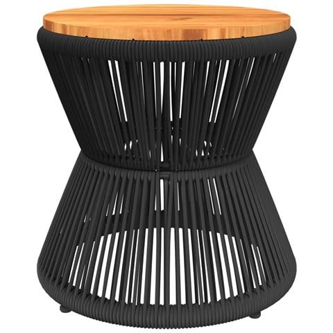 Tavolino Base In Filo Metallico Nero 45x44 Cm Massello Acacia - Foto 10