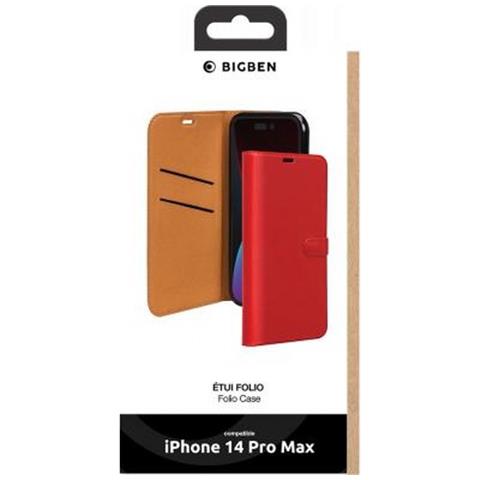 Custodia Per Iphone 14 Pro Max Folio Wallet Con Linguetta Magnetica, Rosso - Foto 2