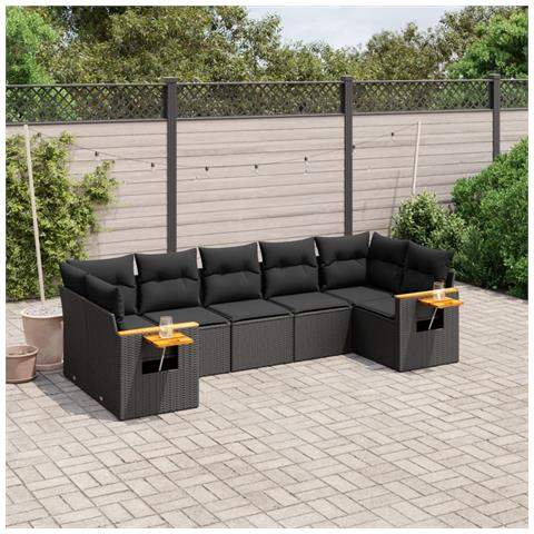 Set Divani Da Giardino Con Cuscini 7pz Nero Polyrattan - Foto 3