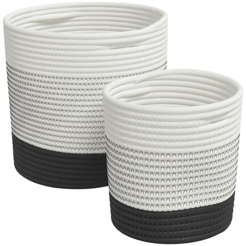 Cestini Portaoggetti 2pz Bianco E Nero In Cotone - Foto 2