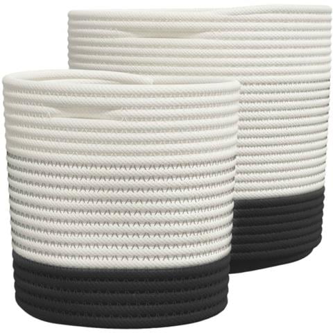 Cestini Portaoggetti 2pz Bianco E Nero In Cotone - Foto 3