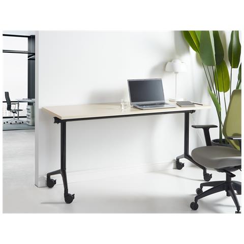 Scrivania Pieghevole Cavi Marrone Chiaro 160 Cm 60 Cm Con Ruote - Foto 1