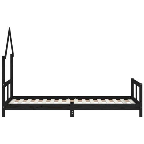 Giroletto per Bambini Nero 80x200 cm in Legno Massello di Pino - Foto 2