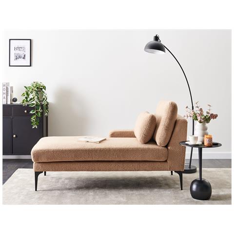 Chaise Longue Versione Destra Ewron Bouclé Beige Sabbia - Foto 1