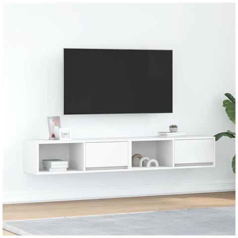 Mobili TV a Parete 2pz Bianchi 80x31x25,5 cm Legno Multistrato - Foto 1