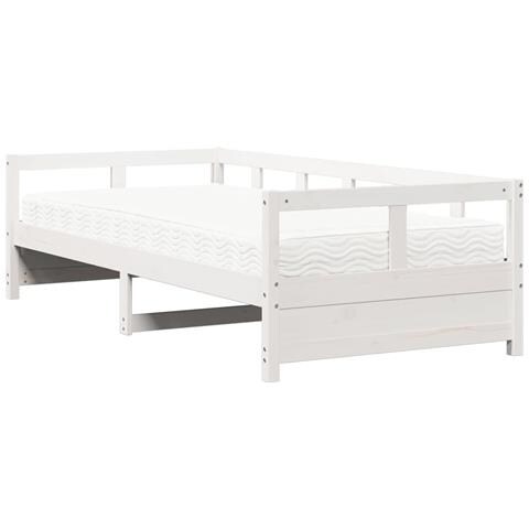 Dormeuse Con Materasso Bianca 90x200 Cm Legno Massello Pino - Foto 2