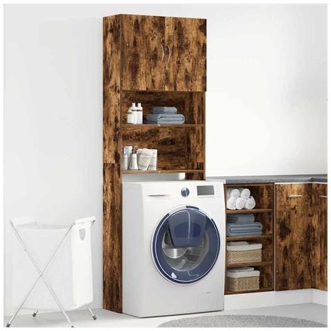Mobile Lavatrice Rovere Fumo 64x24x190 Cm Legno Multistrato - Foto 3
