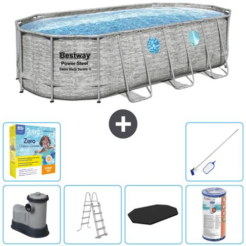 Piscina Fuori Terra - Ovale - 549x274x122 Cm - Grigio - Include Accessori Coordinati Cb36 - Foto 1