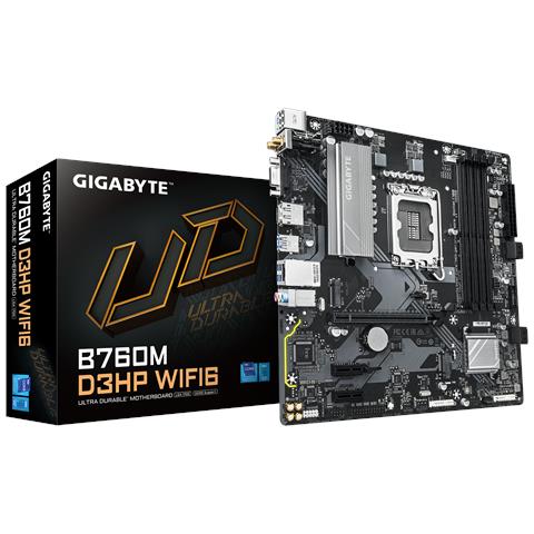 B760M D3HP WIFI6 Scheda madre - Compatibile con CPU Intel Core di 14ª generazione, VRM digitale a 4+1+1 fasi, fino a 5600 MHz DDR5, 2x M. 2 PCIe 4.0, Wi-Fi 6, LAN GbE, USB 3.2 Gen 1 - Foto 1