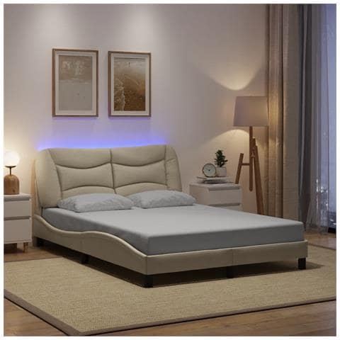 Giroletto Con Led Senza Materasso Hvar Crema 120x200 Cm Tessuto - Foto 8