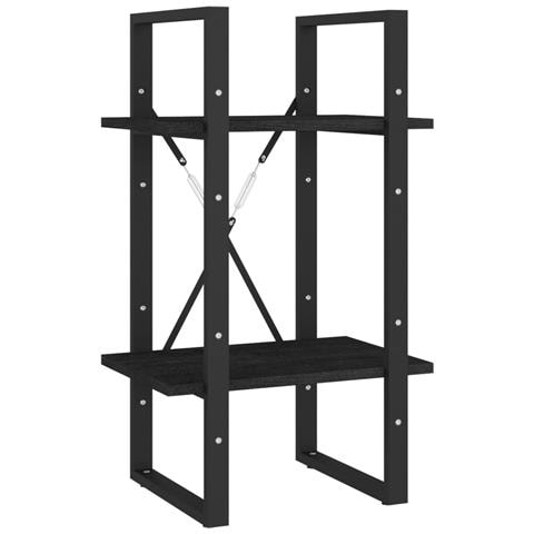 Libreria A 2 Ripiani Nera 40x30x70 Cm In Massello Di Pino - Foto 1