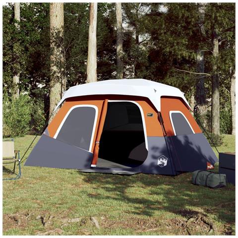 Tenda Famiglia LED 6 Persone Grigio/Arancione Rilascio Rapido - Foto 1