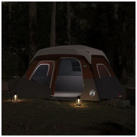 Tenda Famiglia LED 6 Persone Grigio/Arancione Rilascio Rapido - Foto 2