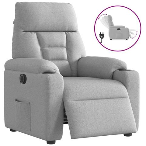 Poltrona Elettrica Reclinabile Grigio Nuvola in Tessuto - Foto 1
