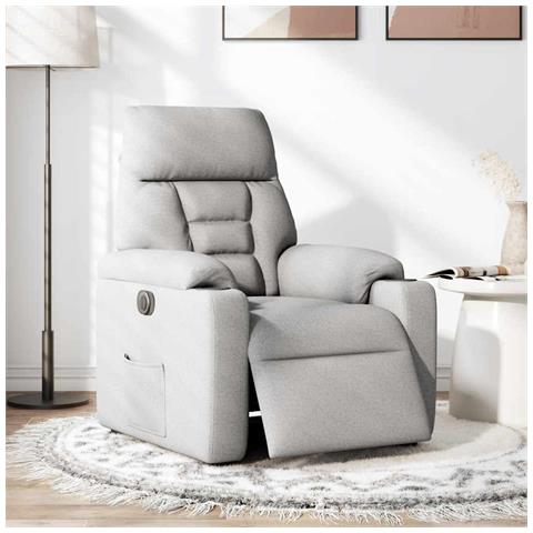 Poltrona Elettrica Reclinabile Grigio Nuvola in Tessuto - Foto 2