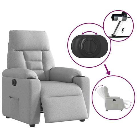 Poltrona Elettrica Reclinabile Grigio Nuvola in Tessuto - Foto 9