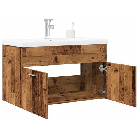 Set Mobili da Bagno 2 pz Legno Antico in Legno Multistrato - Foto 2