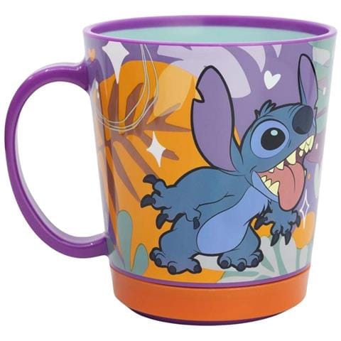 Tazza 410ml Stitch Per Bambini Dropsafe Antiscivolo Collezione Aloha, Viola - Foto 2