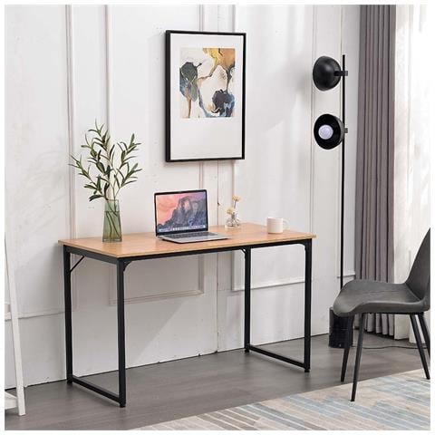 Scrivania Tavolo Porta Pc Legno Metallo Casa Ufficio Design Industriale Noce - Foto 5