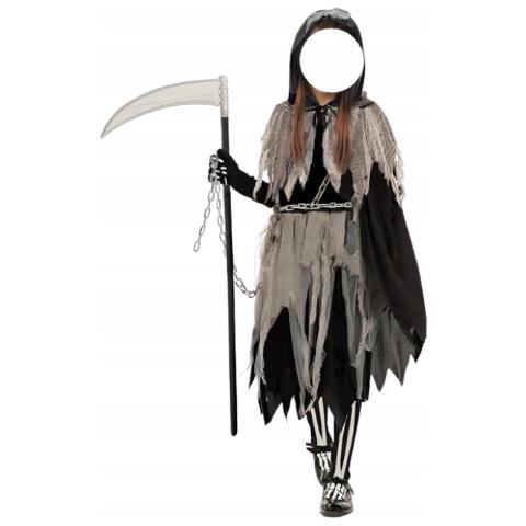 Costume Da Mietitore Con Falce E Catena Per Halloween Taglia S - Foto 1