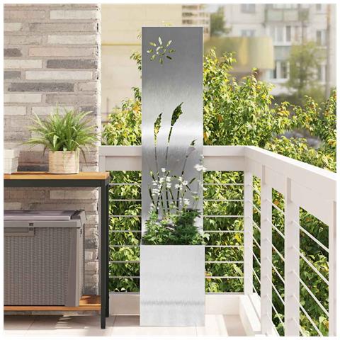 Vaso da Giardino con Pannello Decorativo Argento 32 x 140 cm - Foto 2
