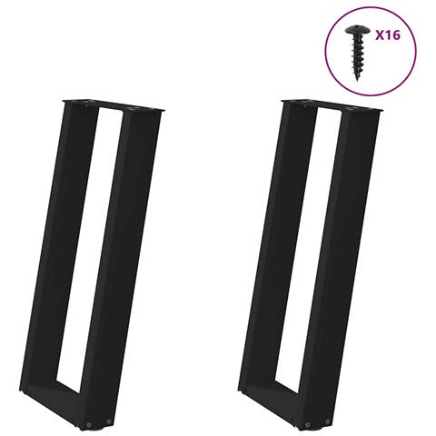 Gambe per Tavolo Consolle a Forma di U 2 pz Nere 38x(72-73) cm Acciaio - Foto 1