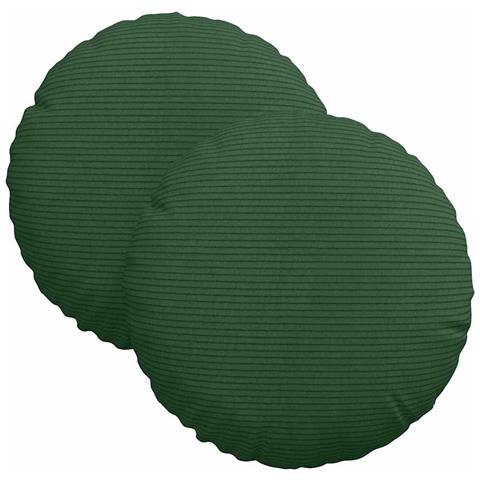 Cuscini per Seduta 2 pcs Verde Scuro Ø 30 cm Tessuto in Cords - Foto 1