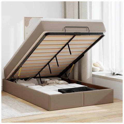 Struttura Letto Pouf con Materasso 120x190 cm Similpelle - Foto 2