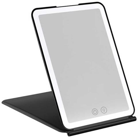 Specchio Per Trucco Pieghevole Led: Portatile, Ricaricabile, Regolabile Con Controllo Touch E 3 Modalità Di Luce Black - Foto 1