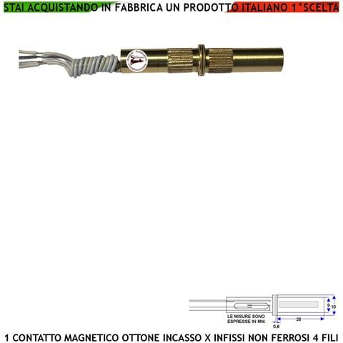 Contatto Magnetico Ottone Da Incasso Sensore Magnetico 8 Mm Reed Uscita Nc Collegamento 4 Fili Tensione Transito Max 1 - Foto 1