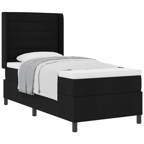 Letto a molle con materasso Nero 80 x 200 cm Tessuto - Foto 1
