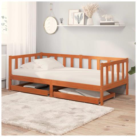 Letto Giorno 3 pcs Marrone cerato Legno di Pino Massello - Foto 2