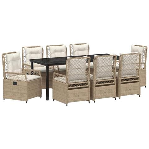 Set da Pranzo per Giardino 9 pcs Beige e Bianco Crema - Foto 1