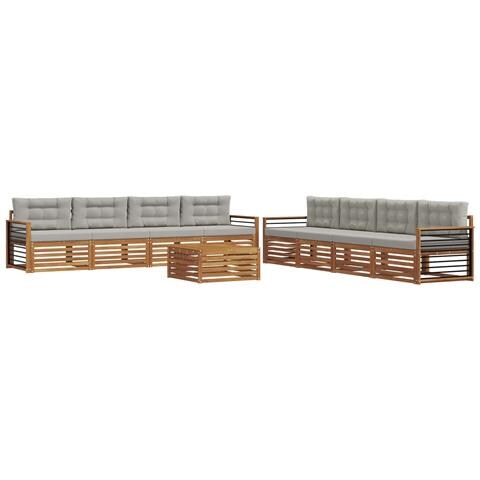 Set di divani da esterno 9 pcs Grigio Naturale e Chiaro - Foto 1
