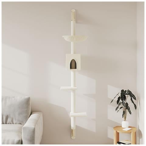 Albero per Gatti con Tiragraffi a Parete Crema 187 cm - Foto 2