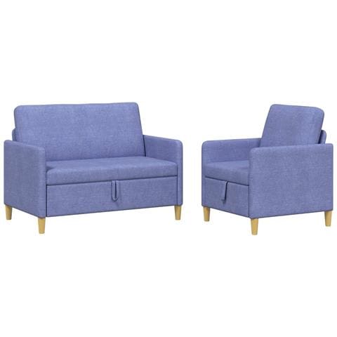 Set di Divani con Storage 2 pcs Blu jeans Poliestere - Foto 1