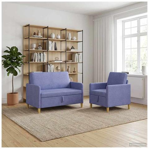 Set di Divani con Storage 2 pcs Blu jeans Poliestere - Foto 2
