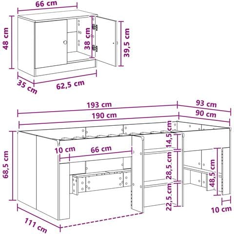 Struttura Letto Loft con Mobile 3 pcs Bianco Legno multistrato - Foto 7