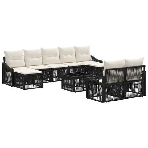 Set Divano da Giardino 10 pcs Nero polyrattan - Foto 1