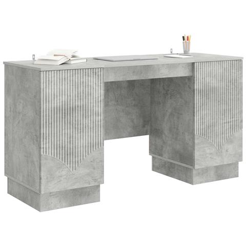 Scrivania con lo scaffale Grigio Cemento 142,5 x 50 x 75 cm - Foto 2