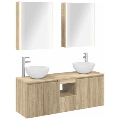 Set di Armadi da Bagno 5 pcs Rovere Sonoma 53 x 15,5 x 70 cm - Foto 1