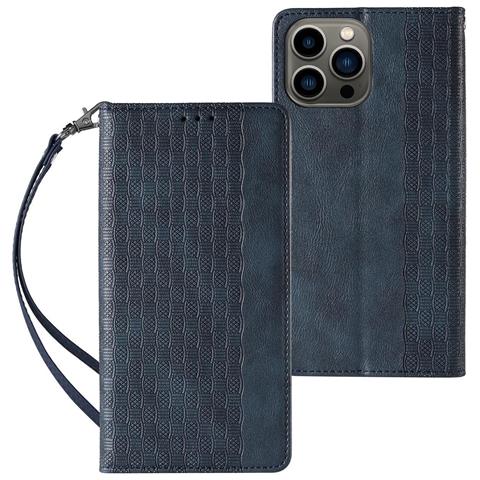 Custodia Magnetica Per Iphone 12 Pro Max Con Portafoglio + Mini Portachiavi Blu - Foto 1