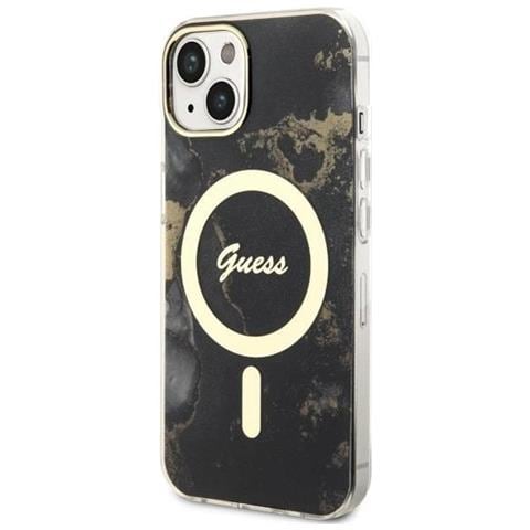 Guess Guhmp14mhtmrsk Custodia Per Iphone 14 Plus 6,7 Nera /nera Golden Marble Magsafe - Foto 2