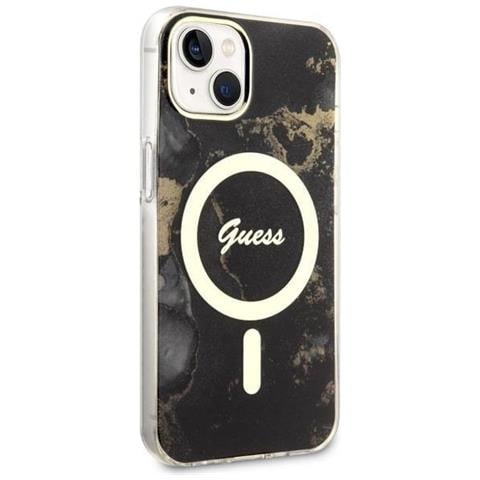 Guess Guhmp14mhtmrsk Custodia Per Iphone 14 Plus 6,7 Nera /nera Golden Marble Magsafe - Foto 3