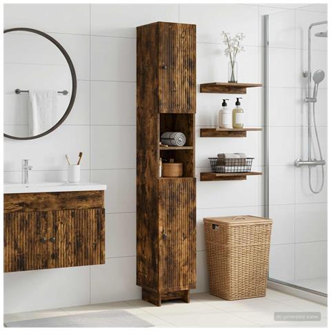 Armadio da Bagno con Ripiano Aperto EDE Rovere Fumo - Foto 2